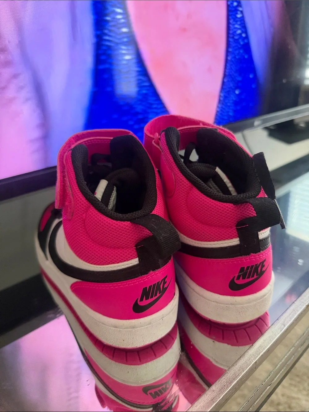 Nike Kids Pink, Black & White High-Top Sneakers